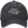 Worst Bartender Ever Funny Baseball Cap Distressed Cotton Casual Hat for Adults