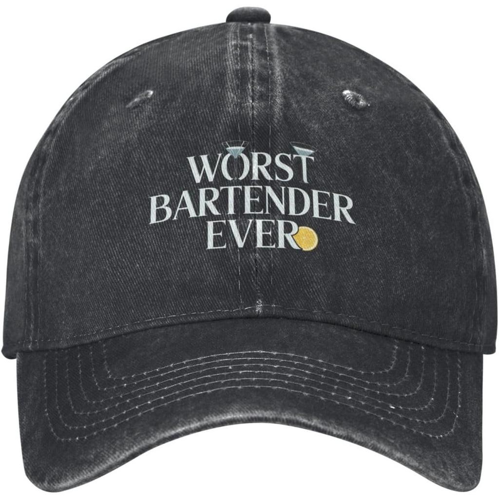 Worst Bartender Ever Funny Baseball Cap Distressed Cotton Casual Hat for Adults
