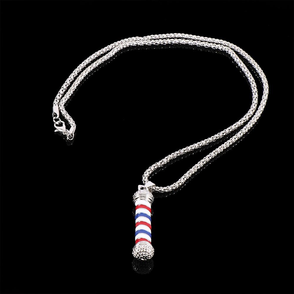 New Retro Fashion Barbers Rotating Light Barber Shop Necklace Jewelry Pendant Chain