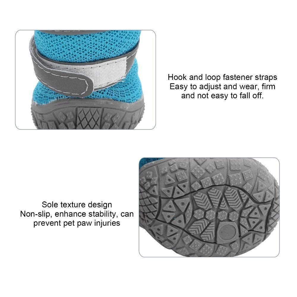 4pcs Mesh Holes Dog Booties Non Slip Sole Puppy Shoes Ventilated Pet Footwear Daily Wear