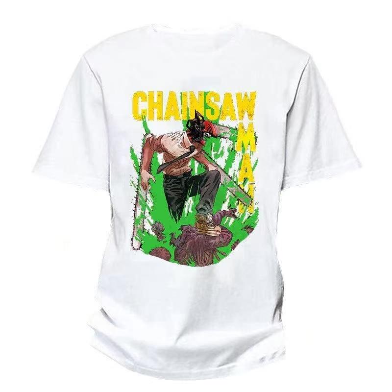 """2025 Sommer und Herbst Kettensägenmann Japanischer Manga bedrucktes T-Shirt lockeres Outdoor-Kurzarm-Oberteil für Herren und Damen."""