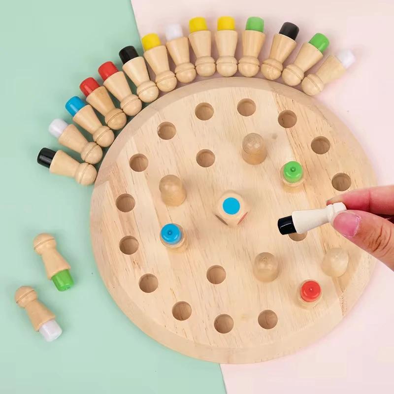 Wooden Chessboard Color Memory Chess Game Memory Concentration Training Wooden CHILDREN S Early Education Learning Playthings
