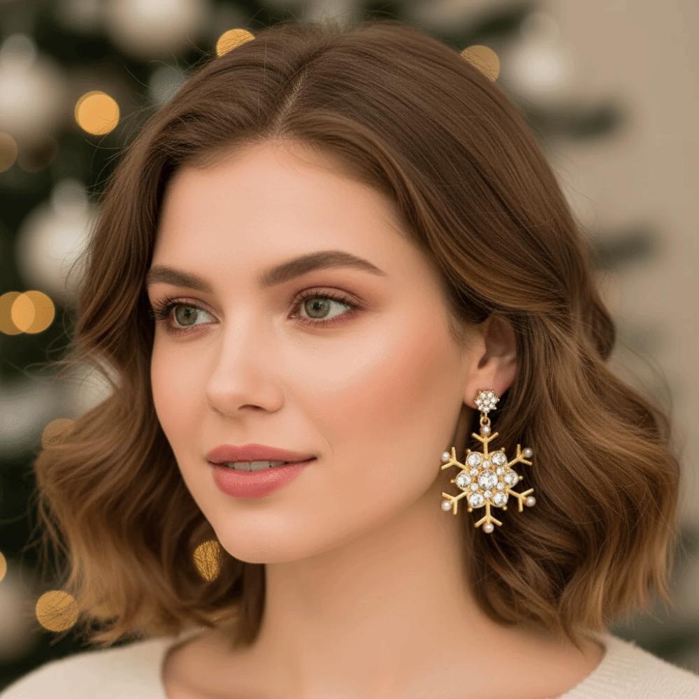 Sparking Zircon Earrings Luxury Christmas Earrings Elegant Xmas Earrings  Women Gift