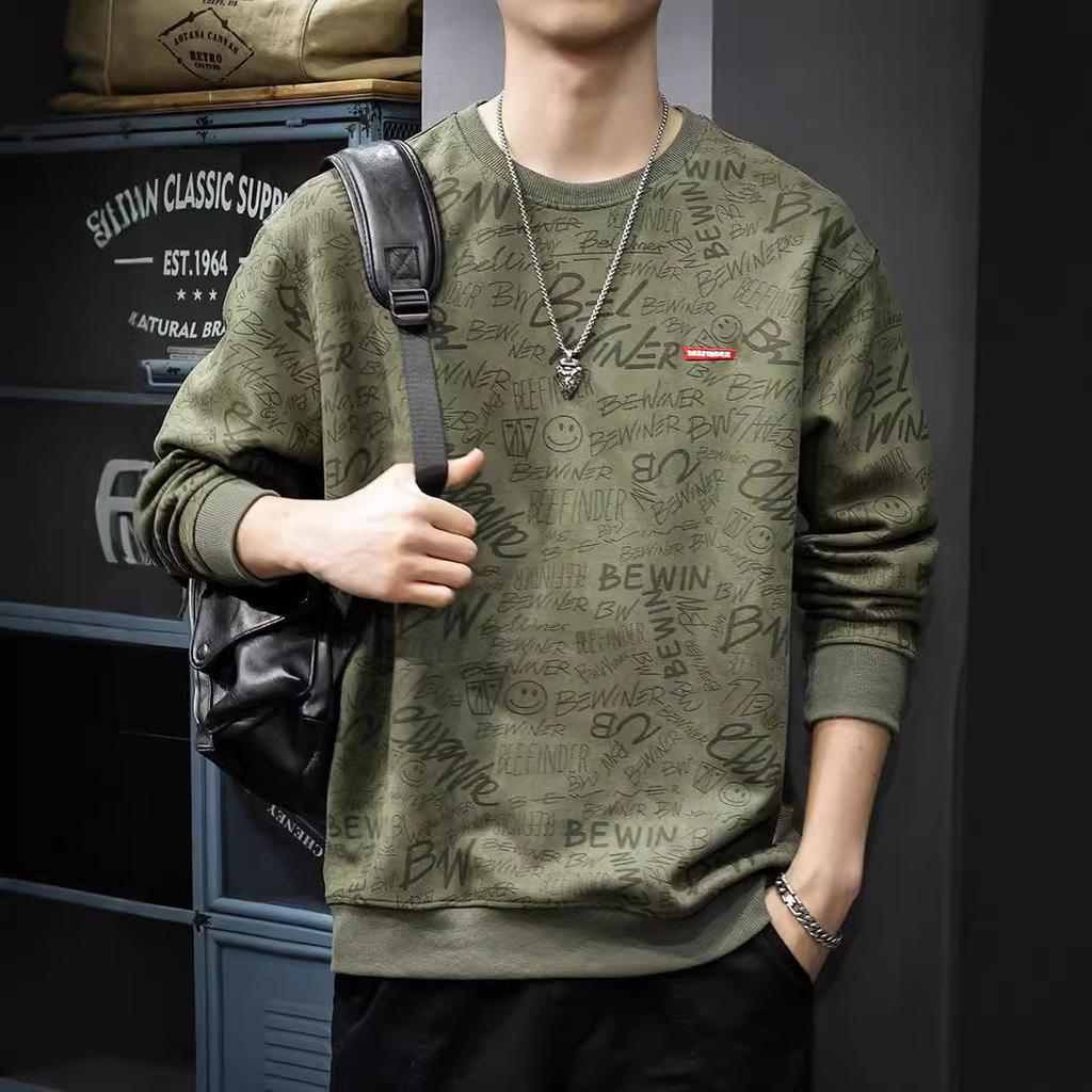 Autumn Suede Crew Neck Sweater Men'S American Trendy Brand Full Of Heavy Loose Long-Sleeved Tops And Coats