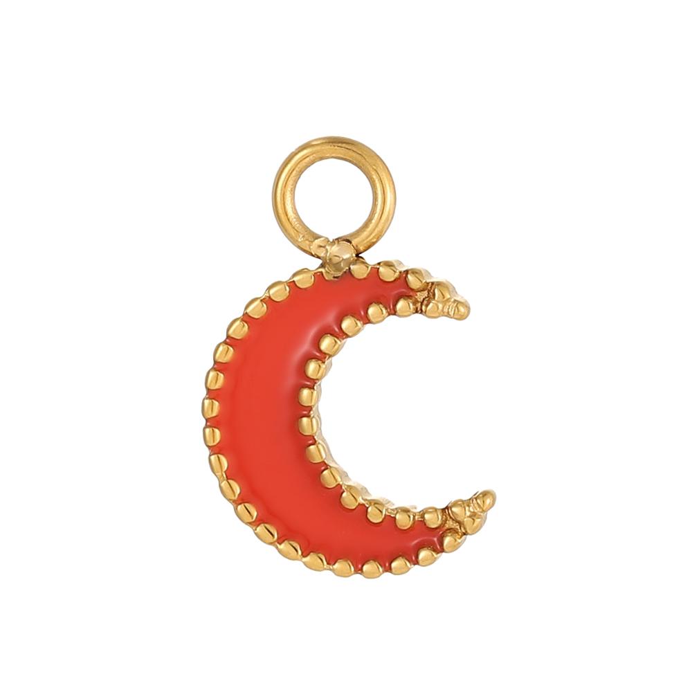 CARLIDANA Fashion Moon-shaped Multi-color Oil-dripping Gold Plated Stainless Steel Pendant Heart Apple Accessories DIY Jewelry
