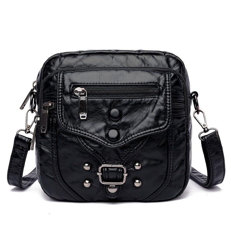 IELGY All-Match Ladies Mini Multi-Layer Soft Leather Cross-Body Bag