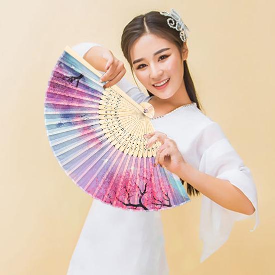 Buy Vintage Floral Folding Fans, Japanese Bamboo Ribs Fan, Chinese Hanfu Hand Fan, Wedding Bridal Handheld Fans, Summers Dance Party Favors Gift Online In India - Foto 8