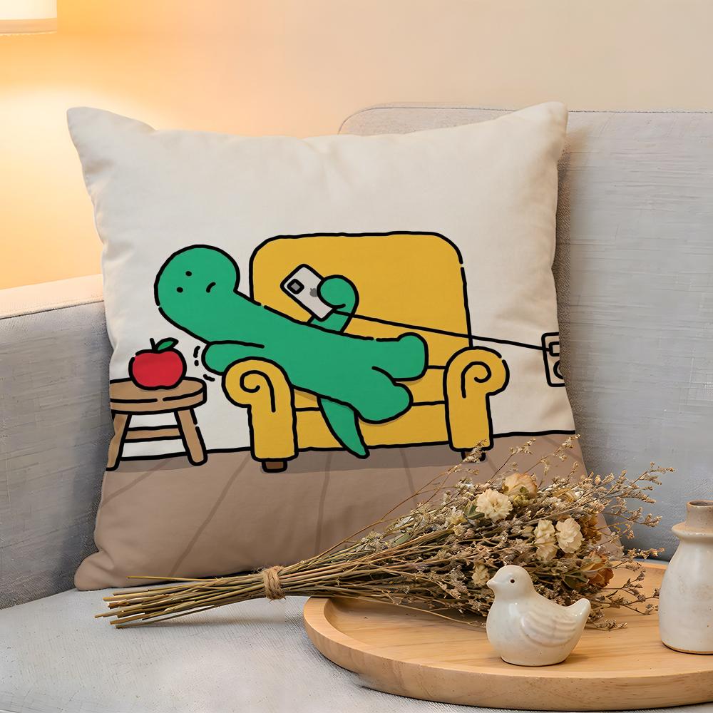 Cushion Cover  Linen  SkinFriendly Soft Decorative Case For Sofa Home Decor Joguman Korean Instagram Dinosaur Pillow cover