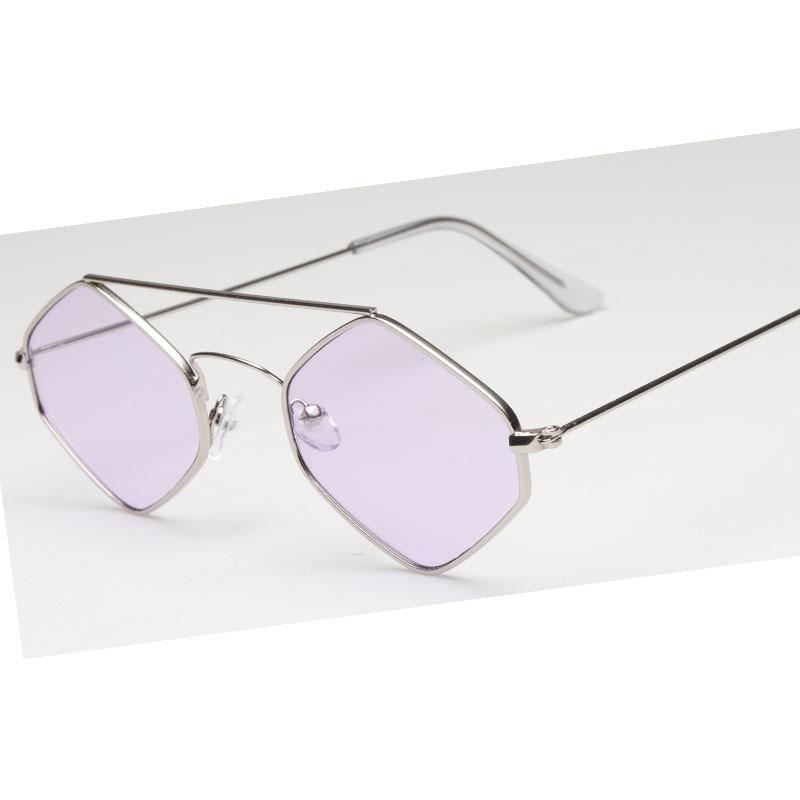 Small Metal Frame Rhombus Sunglasses Women New Fashion Polygonal Vintage Alloy Ladies Sun Glasses Cat Eye Black Gold Shades