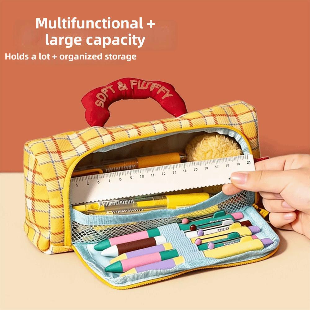 Color Block Pattern Student Stationery Box Creative Design Pencil Case Kids Gifts