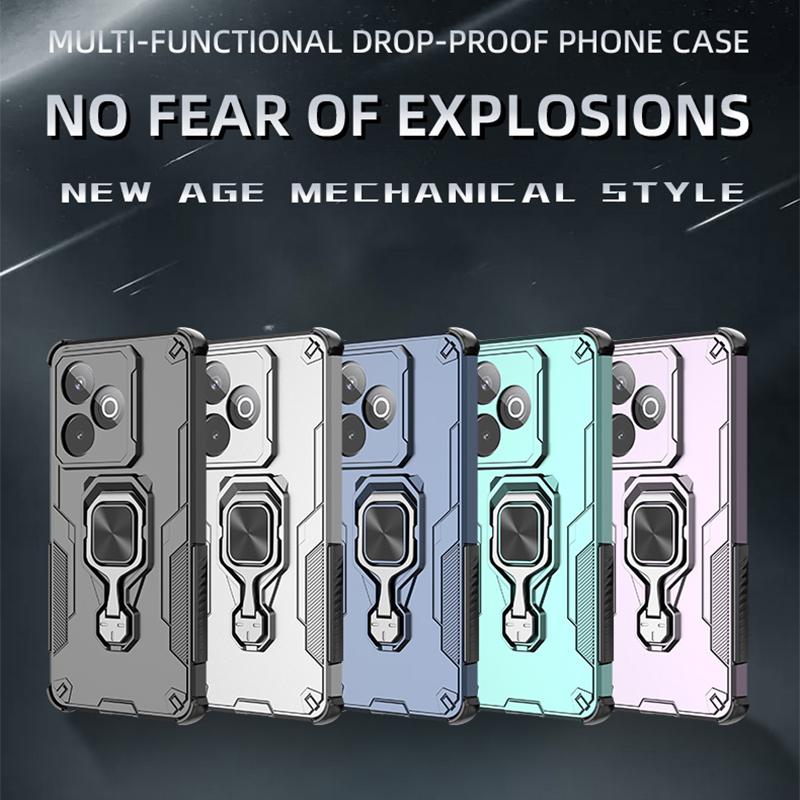 KEYSION Shockproof Armor Case for Realme GT 7 7T Silicone+PC Upright Metal Live Ring Stand Phone Cover for OPPO Realme GT 7T 5G