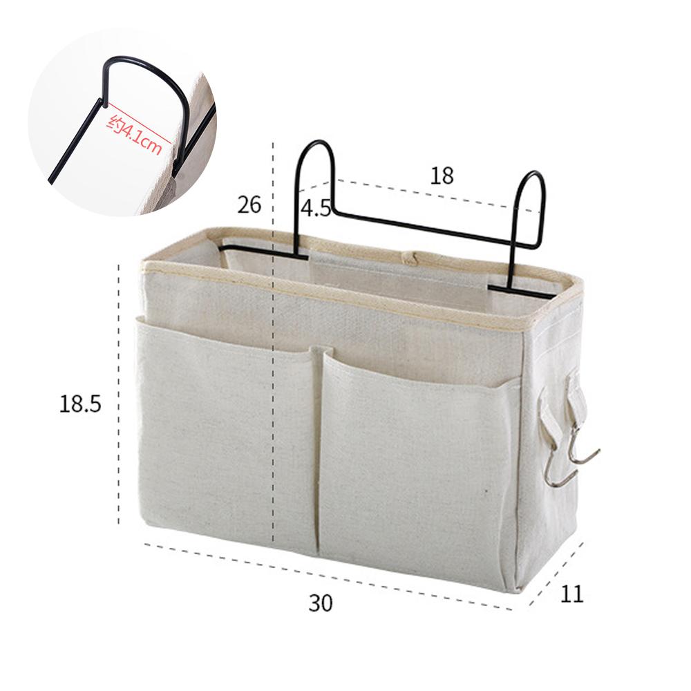 Canvas-Nachttisch-Organizer zum Aufhängen, Schul-Nachttisch-Magazin-Aufbewahrungstasche, Telefonhalter-Tasche, Home-Organizer mit Hakentasche
