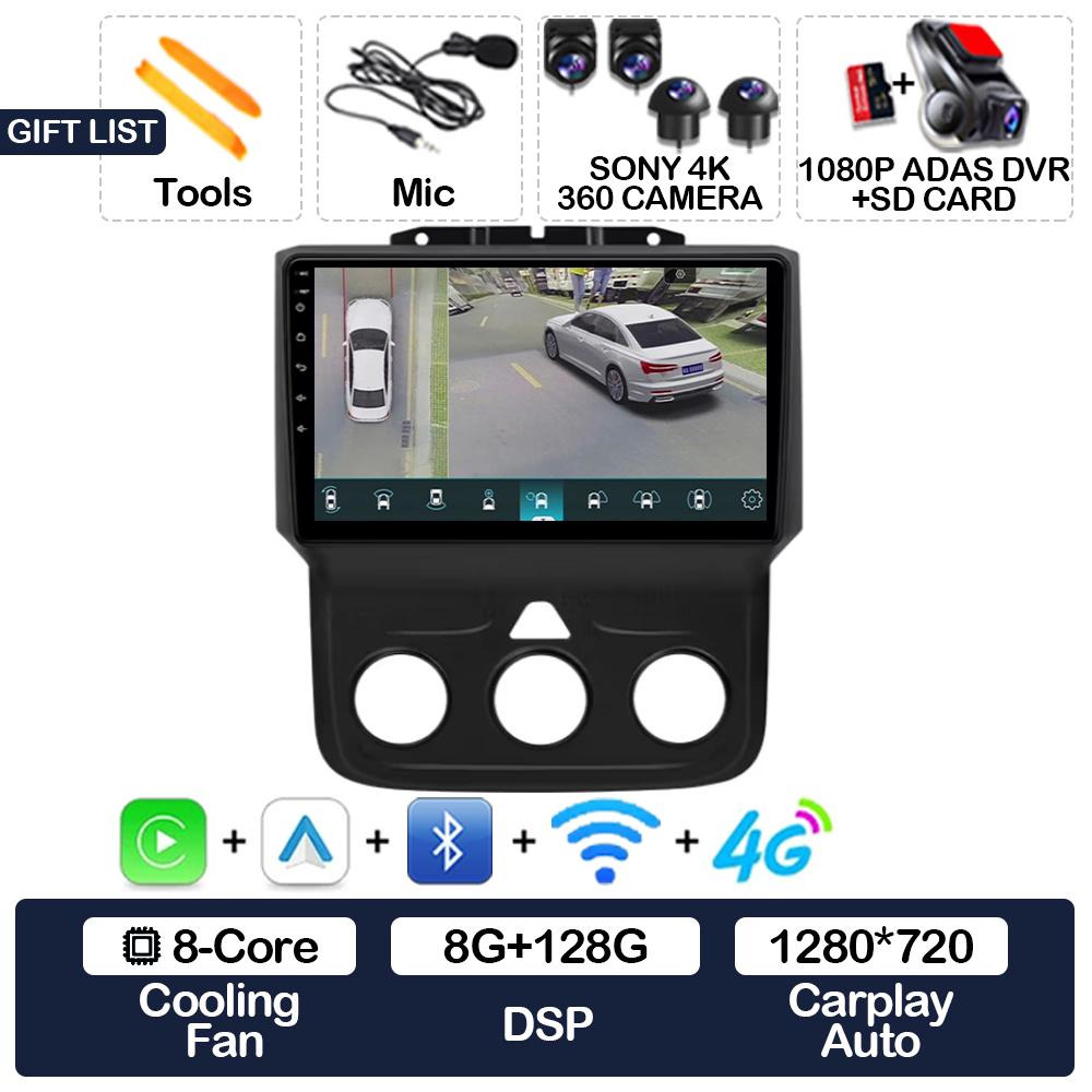 Android 15 Wireless Carplay Auto Car Radio For Dodge Ram 1500 2500 3500 2013 - 2018 Multimedia Video Player 4G WIFI 2DIN QLED BT