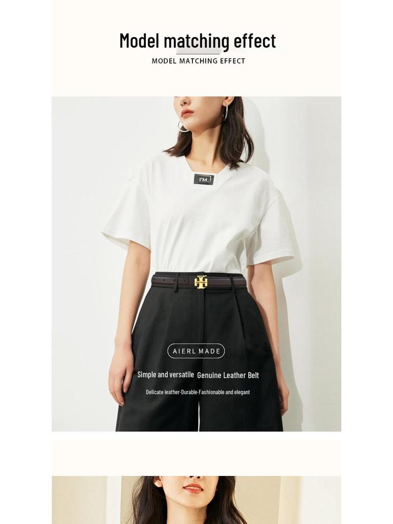 Hochwertiger Damen-Modegürtel aus Rindsleder - Vielseitiges Statement-Taillenaccessoire für Hosen, Japanischer & Koreanischer Stil.