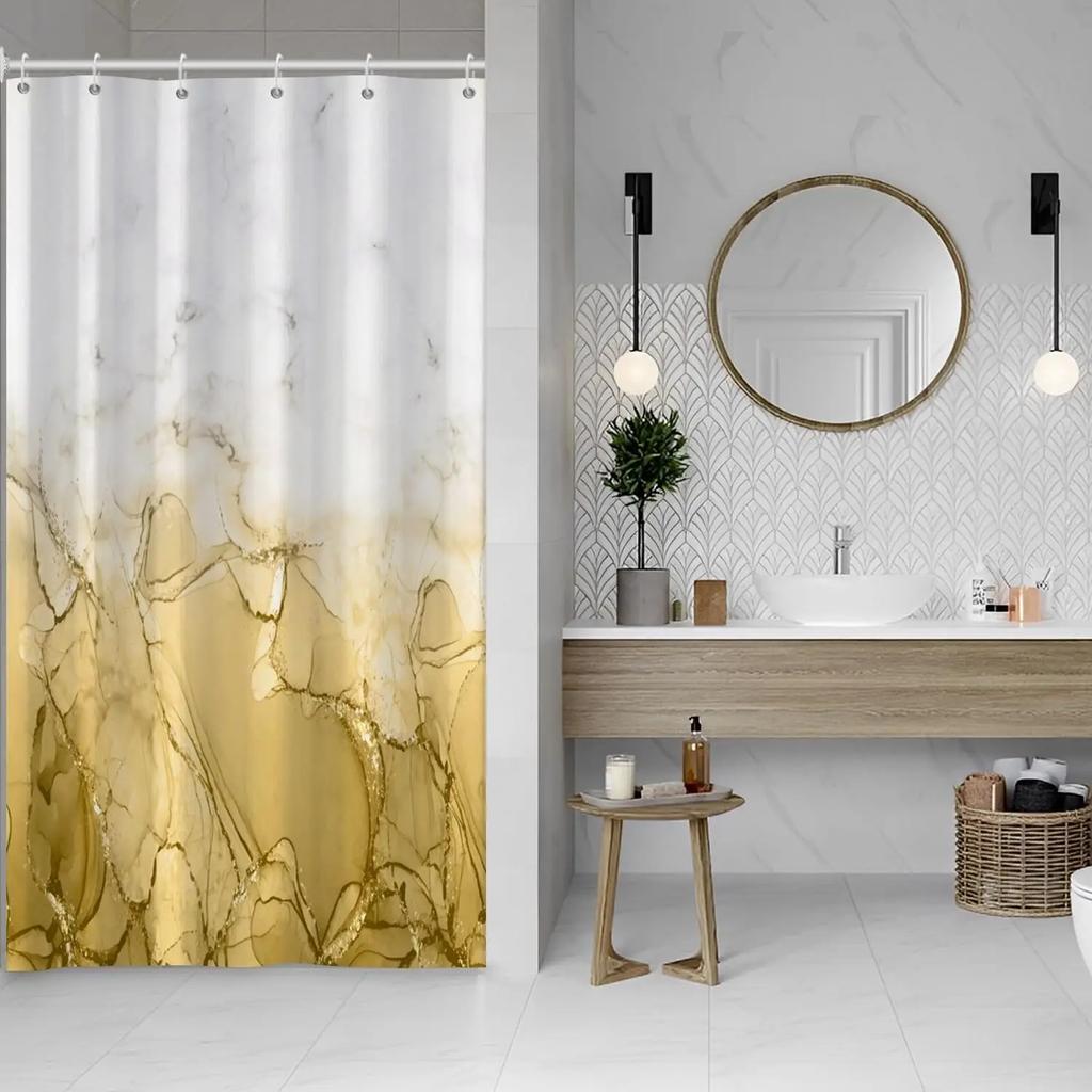 Purple Marble Shower Curtain for Bathroom, Abstract Waterproof Fabric Curtain Set with 12 Hooks, 71x71 Inches