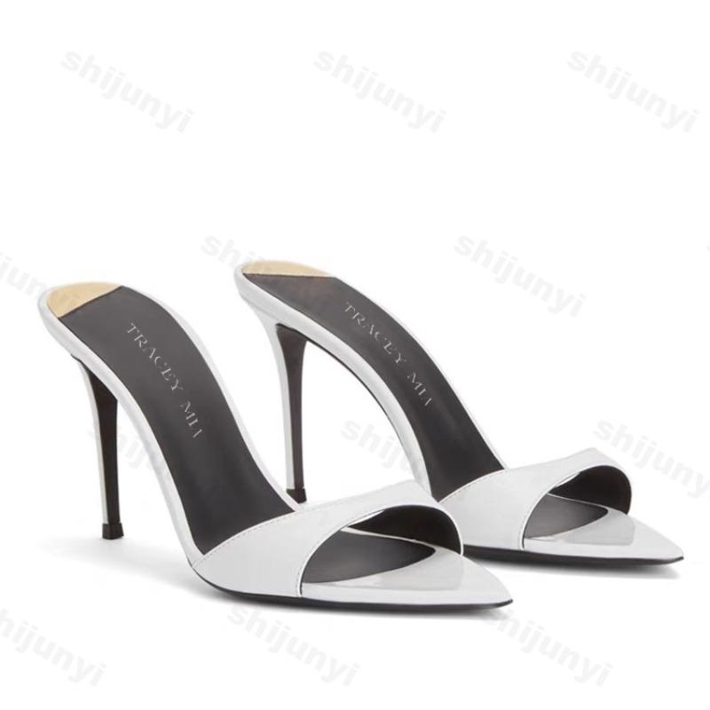 Fashion Women Slippers 2025 New Summer Thin Heel Slippers Pointy Toe Fashion Open Toe Gladiator Sandals High-heel Slippers Zapatos Mujer