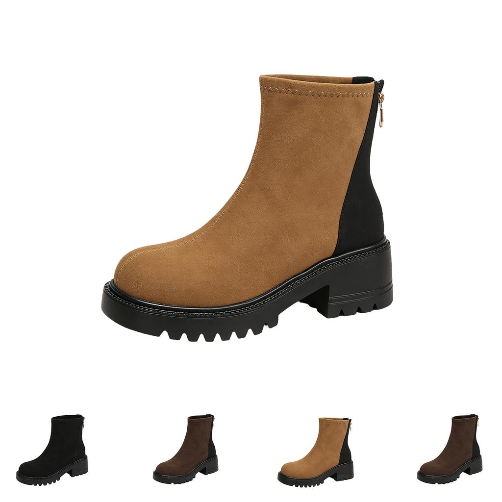 Women's Fall Winter Boots Round Toe Heel Pull- British Booties