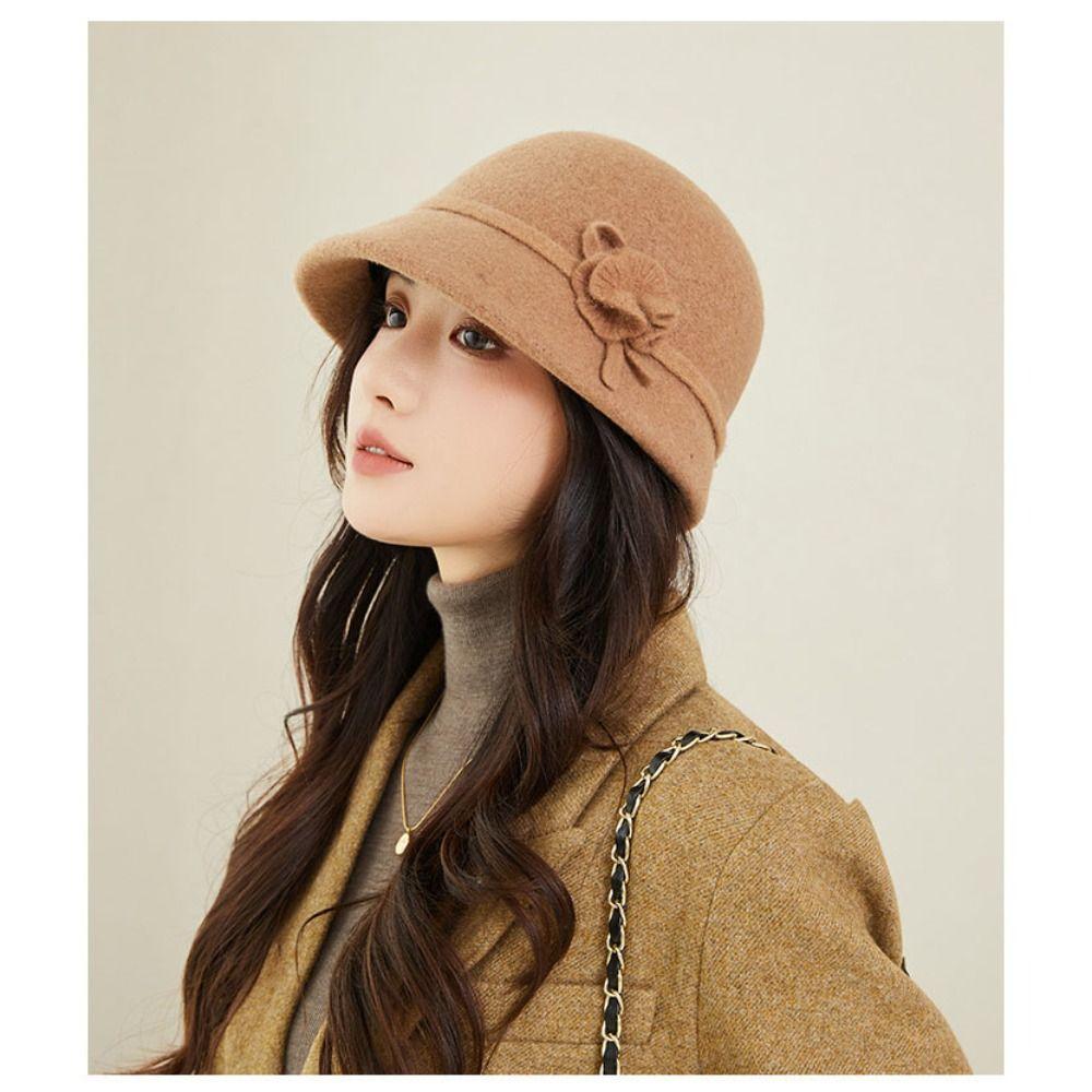 Trendy Keep Warm Women Fisherman Hat Windproof Elegant Bucket Hat Hepburn Style Thickened Basin Caps Women