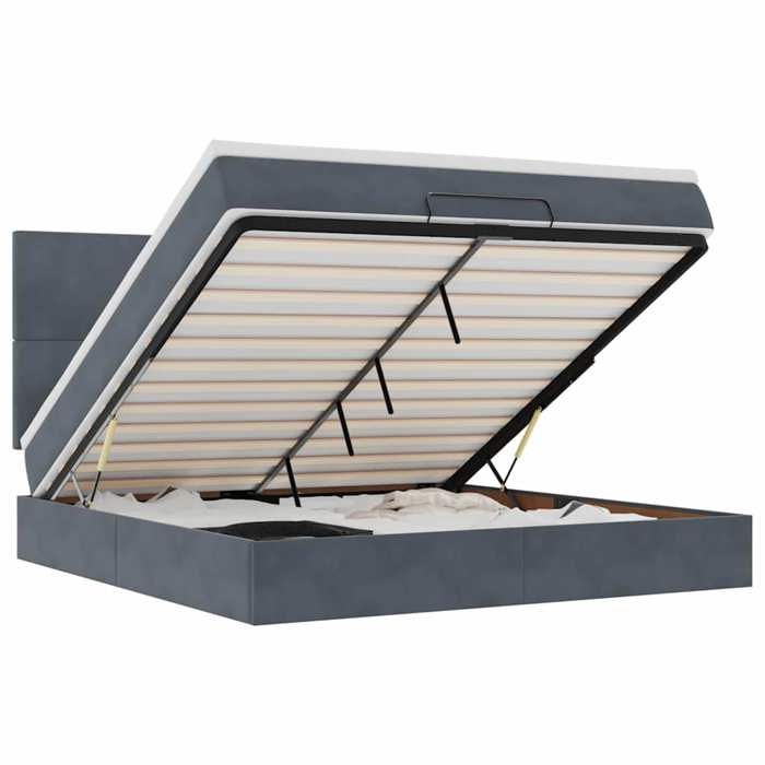 VidaXL Cadre de lit ottoman avec matelas gris foncé 160x200cm velours, cadre de lit, cadre de lit rembourré, cadre de lit 3313410