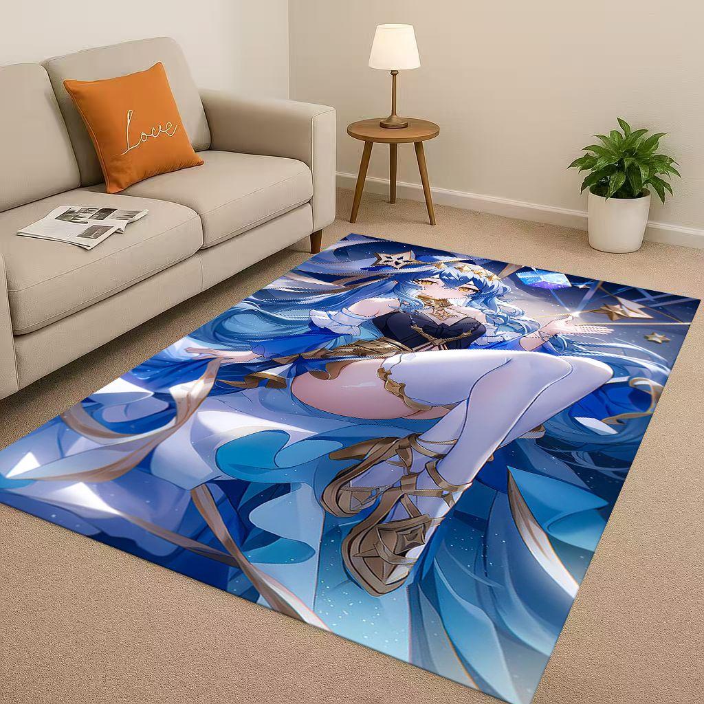 Game Genshin Impact Cartoon Living Room Non-Slip Area Rug Soft Carpet for Bedroom Playroom Sofa , Easy Clean Home Decor Doormat