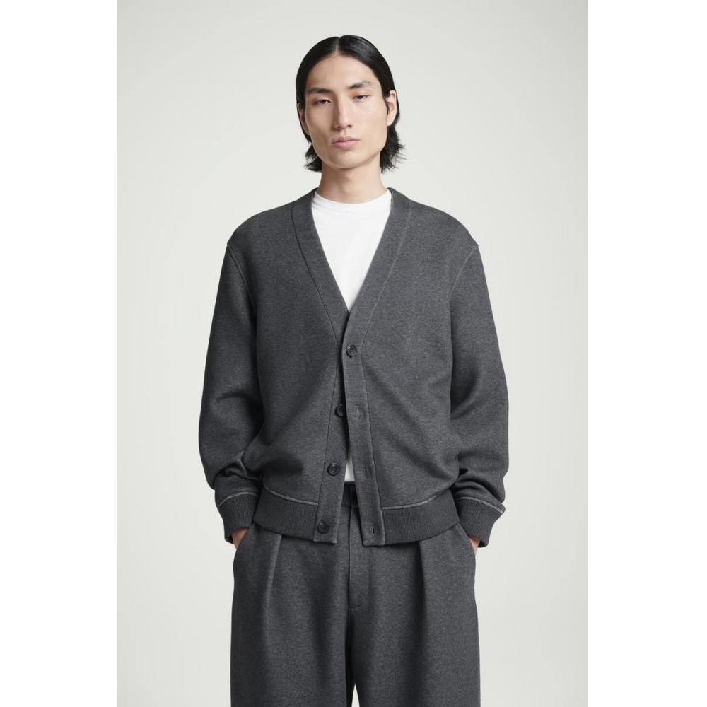

Cos Japan Scuba Jersey V Neck Cardigan gray/M