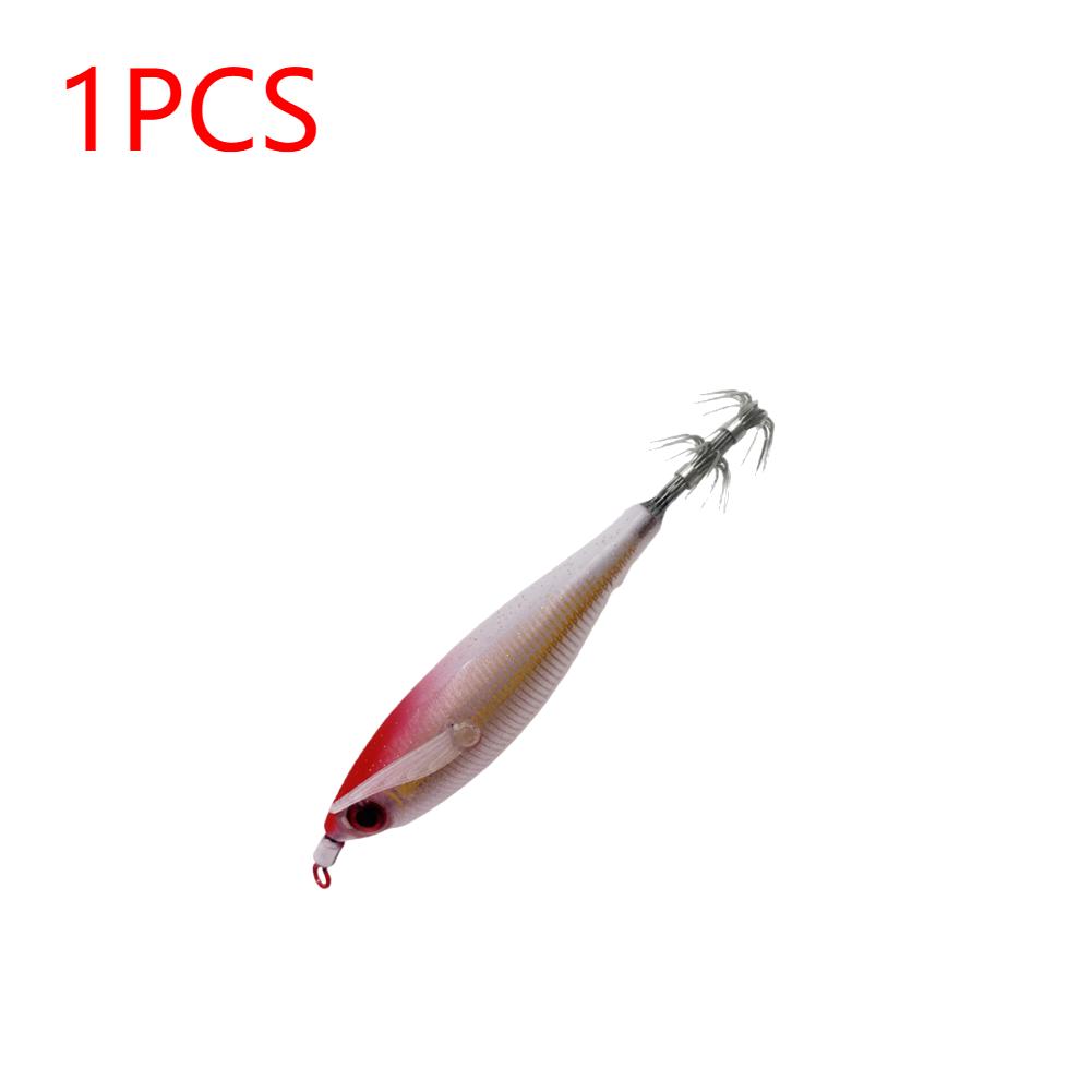 1-3PCS Glow Squid Jig Hook Saltwater Fishing Bait Artificial Egg Wood Shrimp Lures Sea Fishing Octopus Cuttlefish Squid Lure