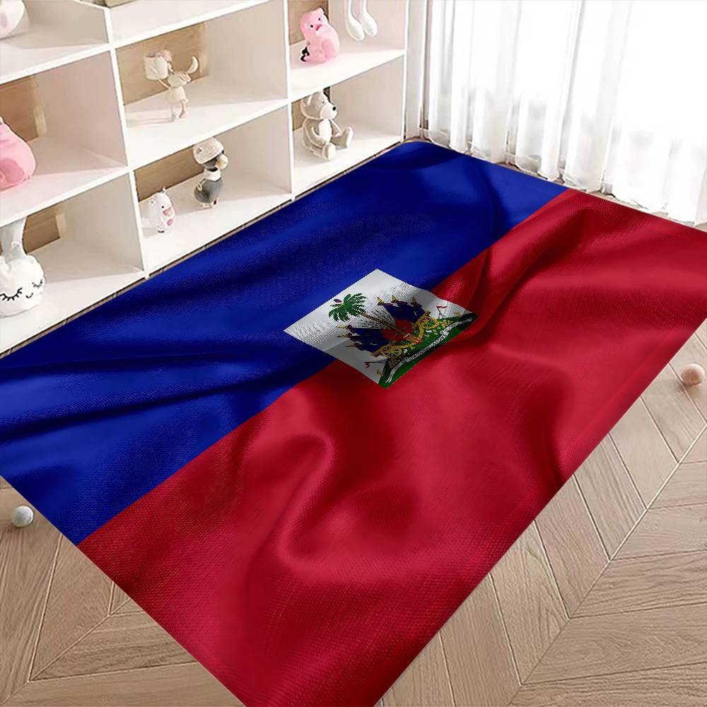 Vintage Haiti Haitian Flag Hallway Carpet Non-Slip Laundry Room Mat Laundry Decor Balcony Child Living Room Toilet Rug
