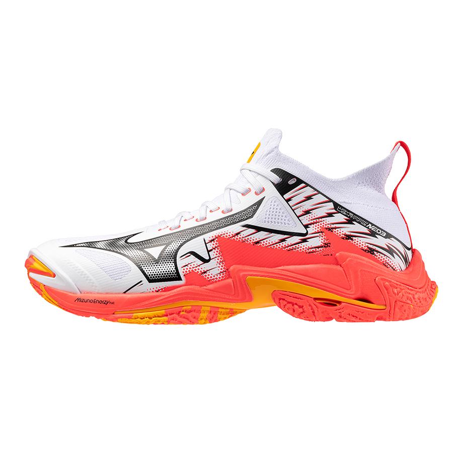 Mizuno Wave Lightning Neo 3 Daybreaker Pack Unisex Sneakers White Fiery-Coral Citrus V1GA240298