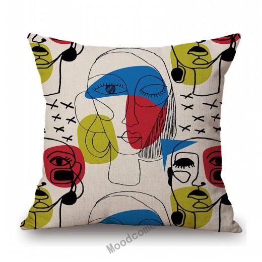 Picasso Abstract Cartoon Face Oil Painting Cotton Linen Home Decorative Sofa Pillow Case World Famous Car Cushion Cover