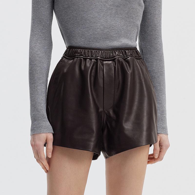 

Женские шорты из овчины с высокой талией 2025 года: Узкие, универсальные, широкие брюки XXL (65-72.5 kg)