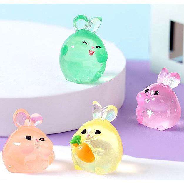 Glow-in-the-Dark Chubby Rabbit Figurine - Miniature Car and Desktop Decoration