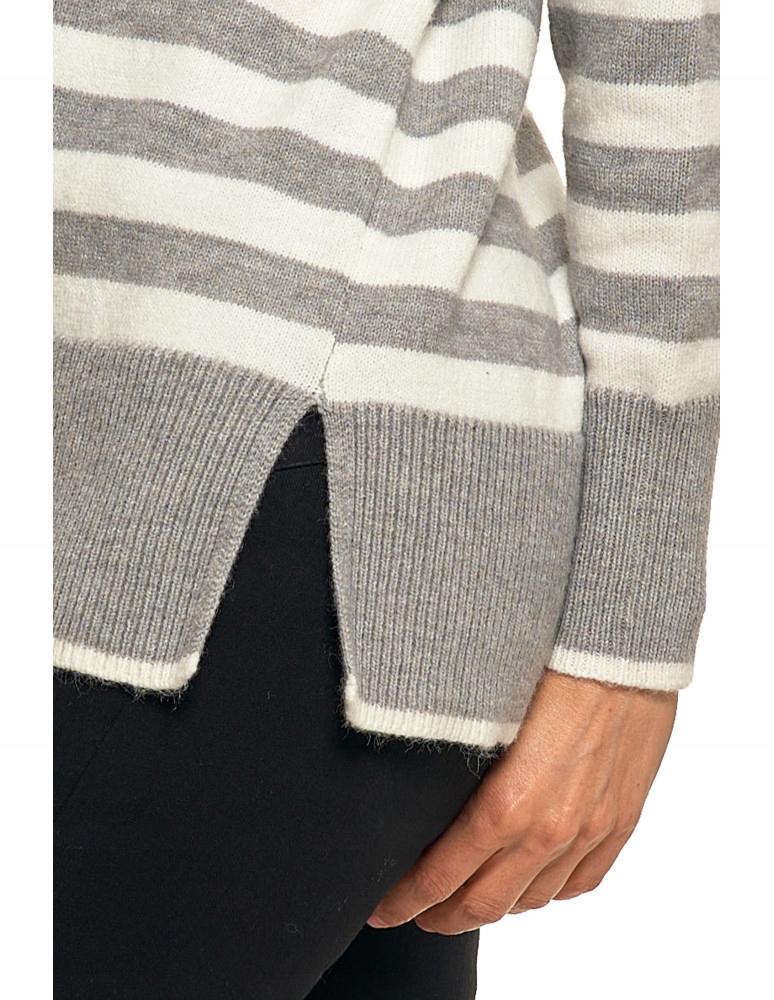 Women's Classic Long Sleeve Striped Turtleneck Sweater MORAJ L Gray