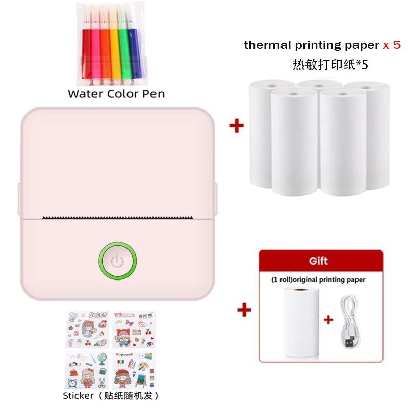 Portable Mini Printer Wireless Thermal Pocket Printers Self-Adhesive Paper for DIY Diary Stickers Quick Printing Conveniently