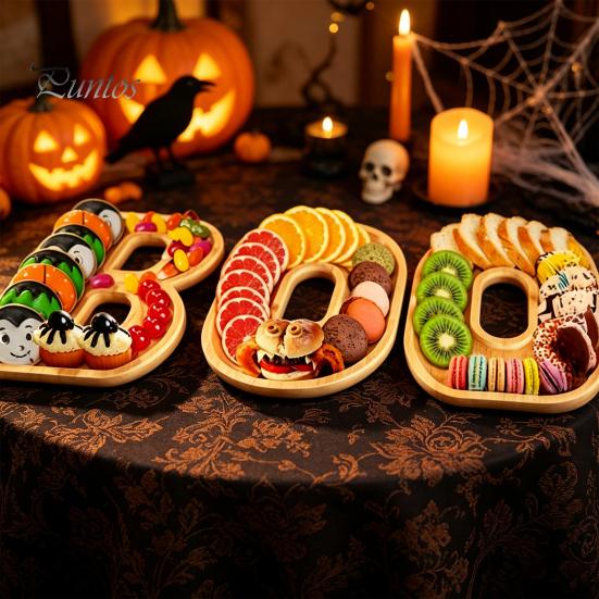 Themed Party Appetizer Board 3Pcs Halloween BOO Letters Fruit Tray, Large Fillable Candy Server, Snacks Creative Food Presentation Cookies Platter,