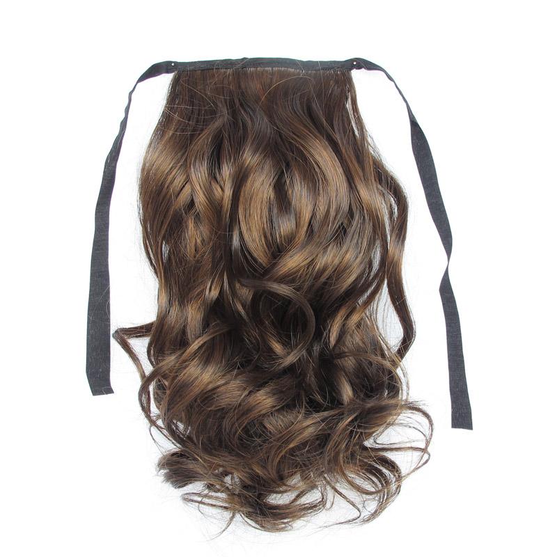 Hort Wellige Pferdeschwänze Kordelzug Pferdeschwanzverlängerung Schwarz Braun Farbe Schneller Stil Synthetisches Haarteil für Frauen Täglicher & Partygebrauch
