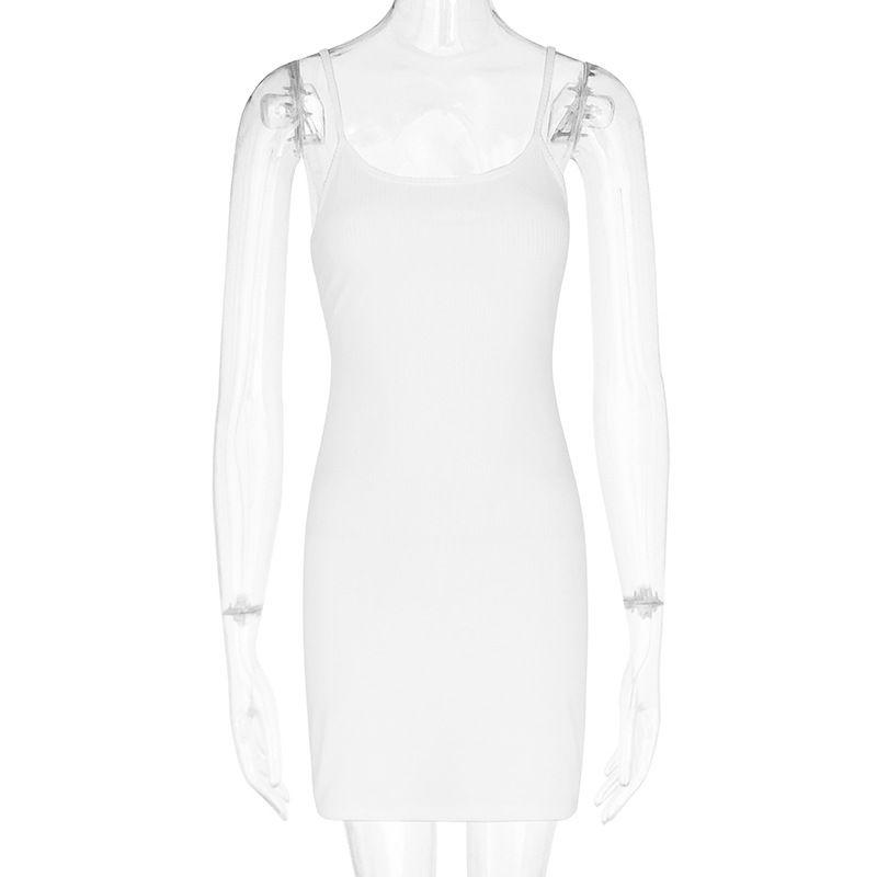 

New Inner Wear Outerwear Backless Slim Fit Strap Dress White S