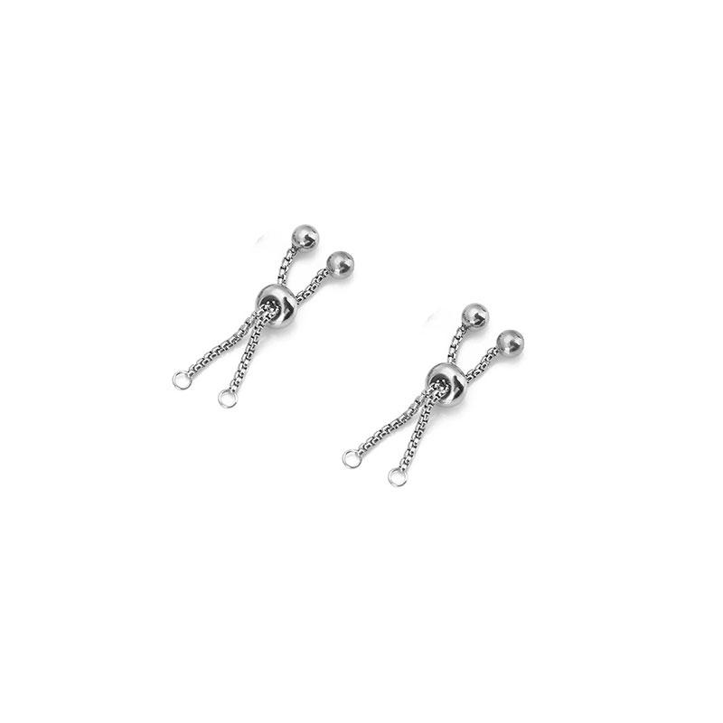 

2pcs Never Fade Stainless Steel Extender End Chain With Stopper Beads Extension Extended Tail Chain For Bracelet Jewelry Making
