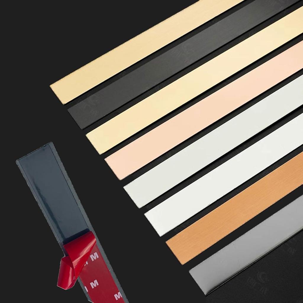 9.8ft Stainless Steel Wall Trim Molding Self Adhesive Metallic Wall Decal, Wall Molding Trim Tape for Wall, Mirror, Door, Wardrobe(Size:Width