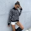 Vintage Fashion Elegant Casual Women's Long-sleeved High Neck Jacquard Black Leopard Sweater