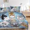 3pcs Six Cute Kittens Quilt Set - Soft and Comfortable Bedroom, Guest Room and Dorm Decor Bedding Set 1 Quilt Cover + 2 Pillowcases.L096