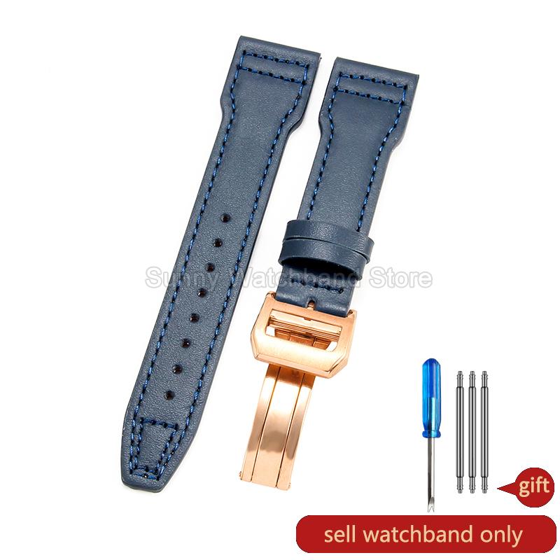 Coffee Black 20 21 22mm for IWC Portofino Le Petit Prince Portugieser Cowhide Watch Band Special Interface Needle Buckle Durable