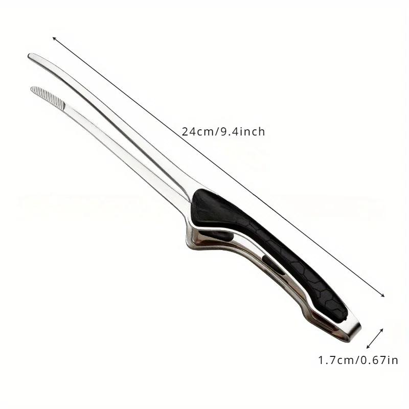 1pc Stainless Steel Barbecue Tongs, Anti-scald and Anti-slip, Bright Korean Food Tongs, Steak Tongs, Buffet Restaurant Tongs