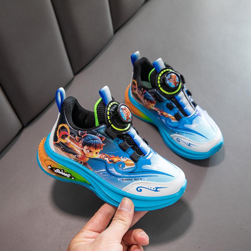 

[Boys Breathable Running Shoes Spring Autumn Soft Sole Cushion Casual Sneakers Trendy Mesh Athletic Footwear] size 37 озеро синього кольору