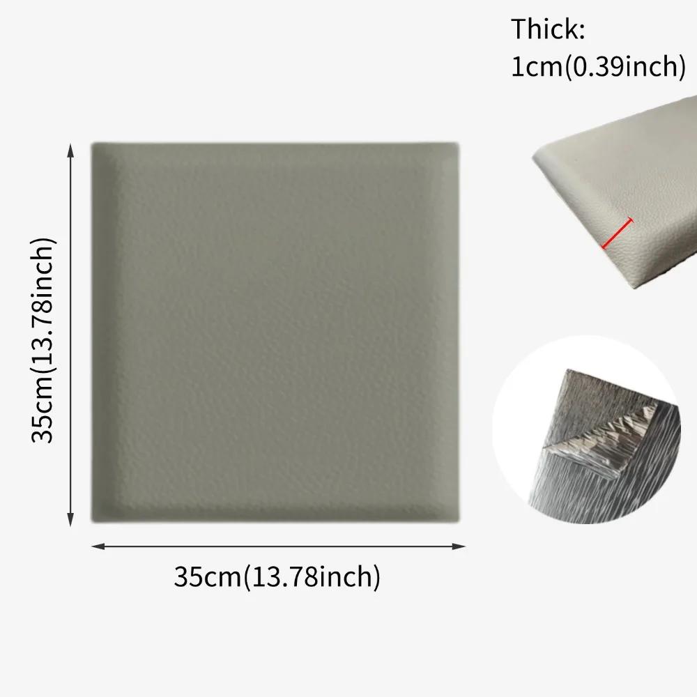 Sticker de Perete Pătrat 3D Tapițat Culoare Solidă Autoadeziv Piele Gros Copii Anti-coliziune Panouri Decor Perete Căpătâi