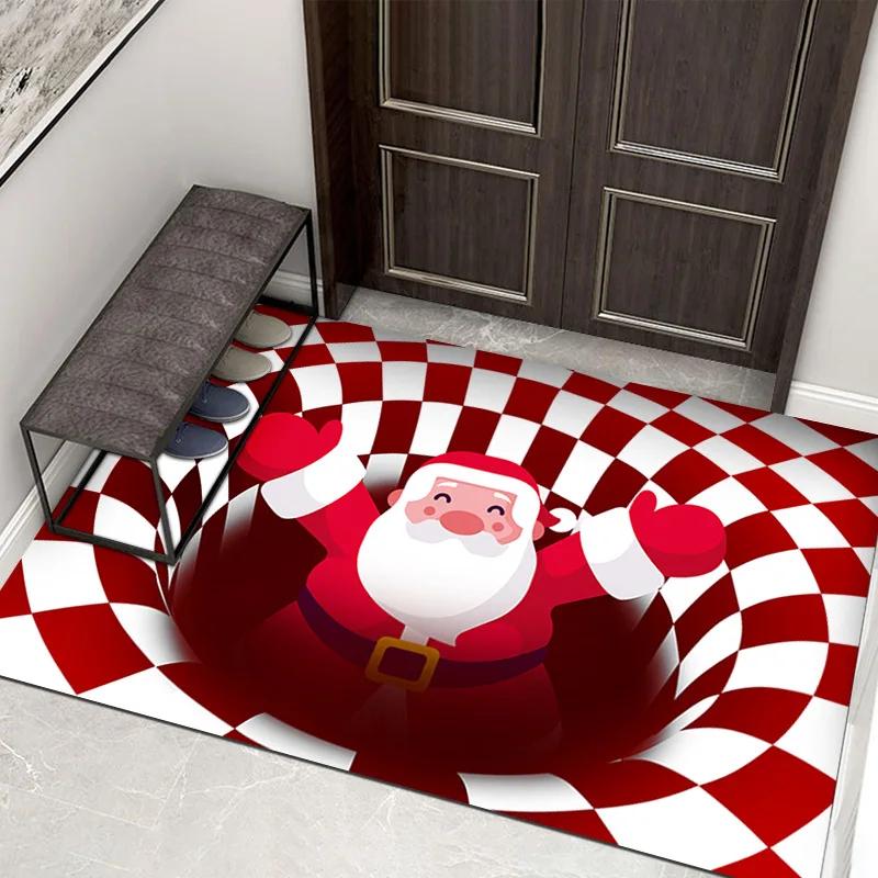 Christmas Non-slip Floor Mat Bathroom Living Room Absorbent Carpet Indoor Kitchen Doormat Shoe Mat Christmas Home Decorations