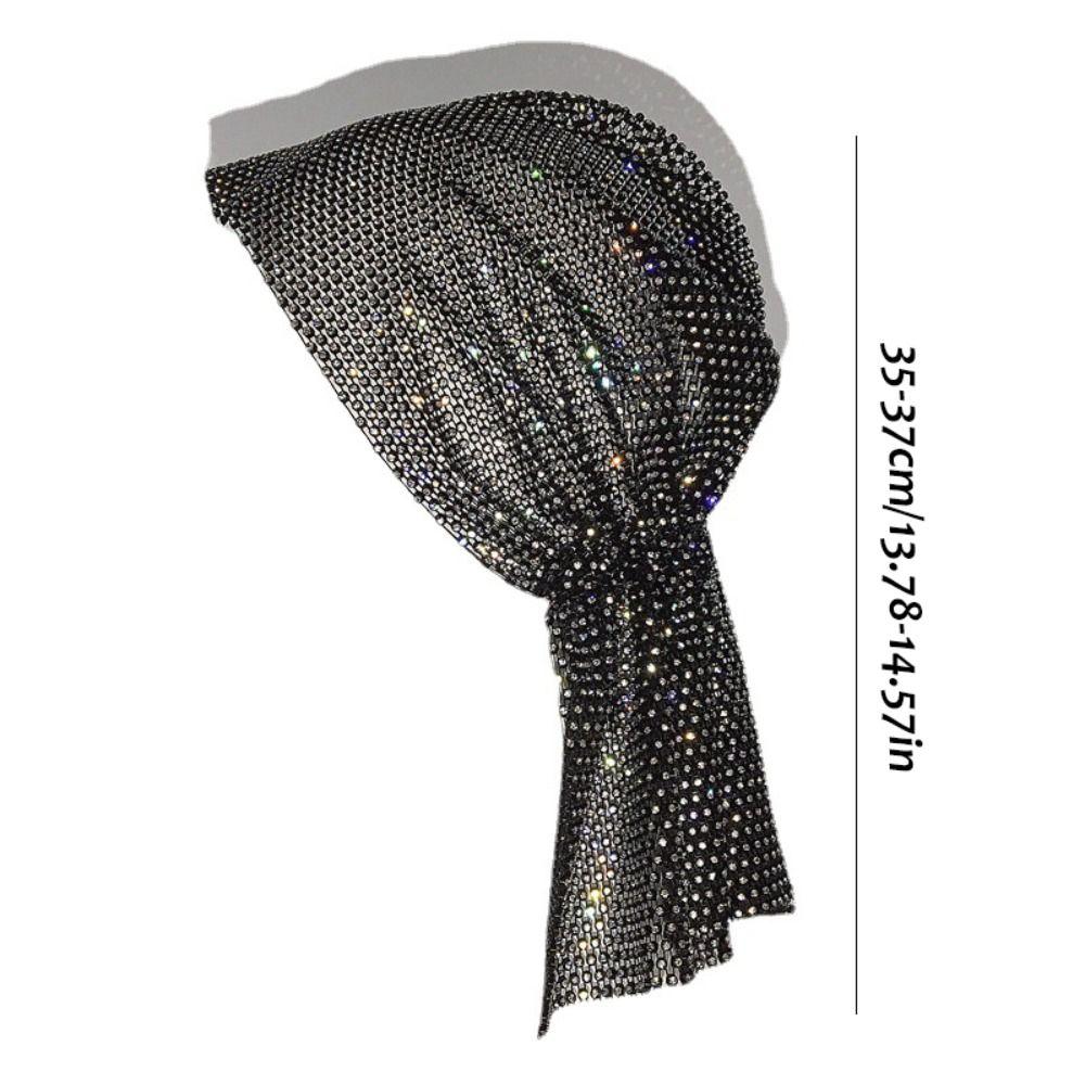 Elegante Bandana Turbante con Strass di Cristallo Vintage Aurora Boreale Fascia per Capelli Scintillante Hip Hop Rete Foulard da Testa Festa
