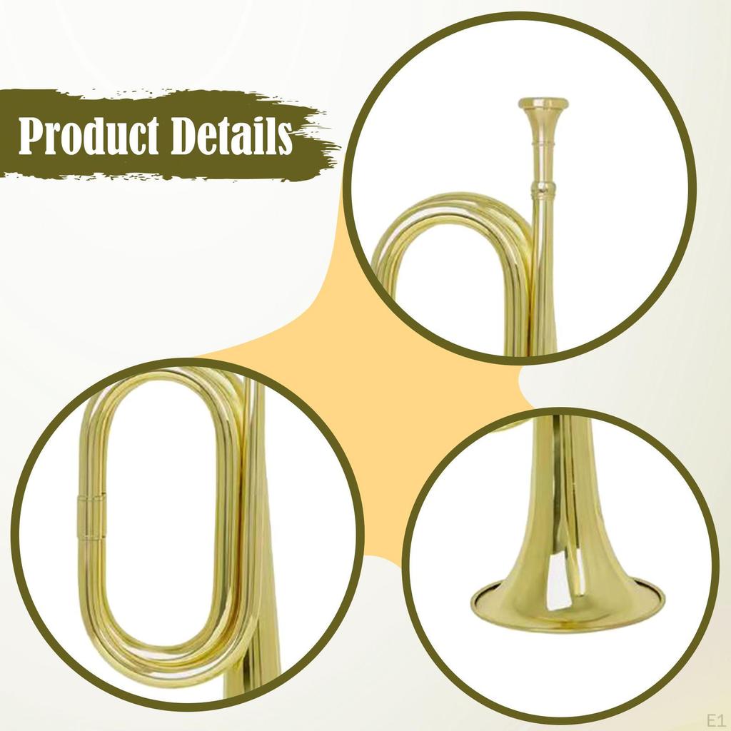 Corneta de Sopro Instrumento de Latão Trompete Espesso Leve Cavalaria para Iniciante