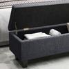 Storage Ottoman Bench In Linen Look With Rubber Wood Legs For Living Room Bedroom Hallway Dark Gray