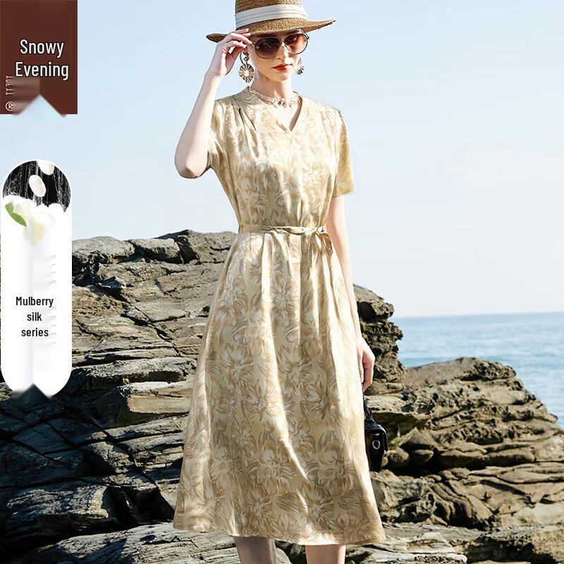 XUEXI 2025 Women s Silk Printed Midi Dress 3XL