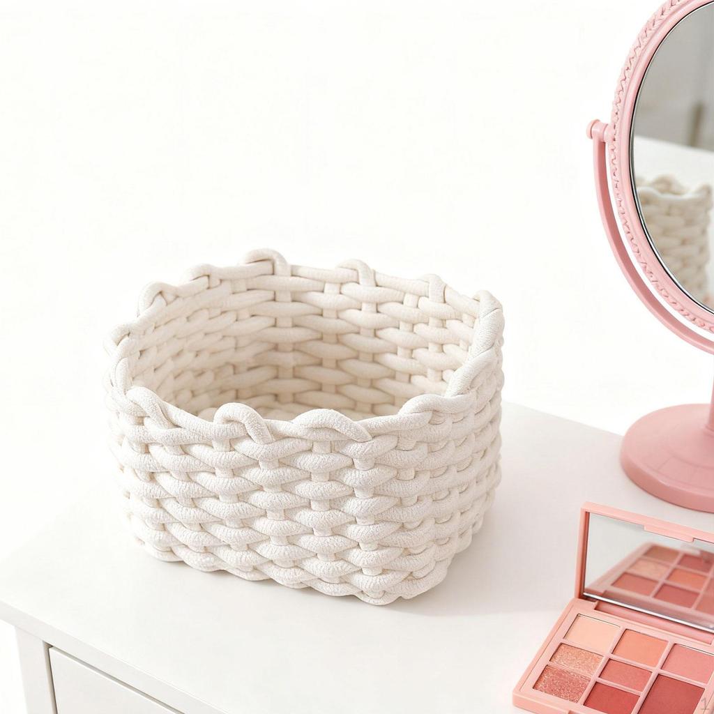 Cotton Rope Basket Stylish Multipurpose Organiser Box for Shelf Toys Nursery